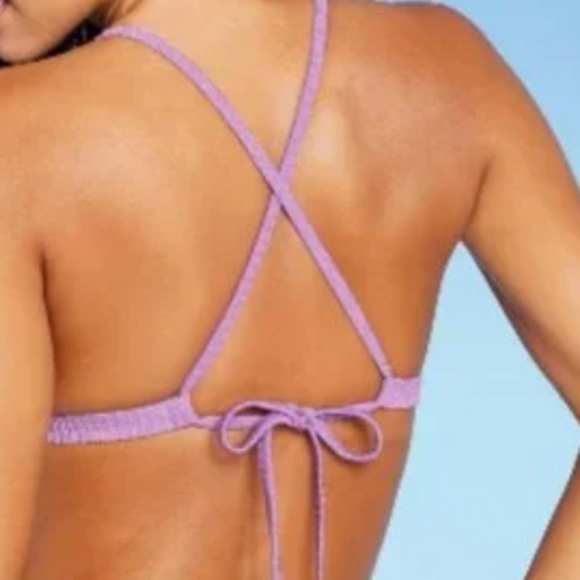 Xhilaration Purple Metallic Ribbed Triangle Bikini Top Size Medium (4-6) # - Picture 2 of 6